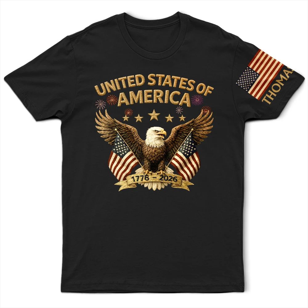 Faux Embroidery Effect America 250th Anniversary - Personalized T Shirt