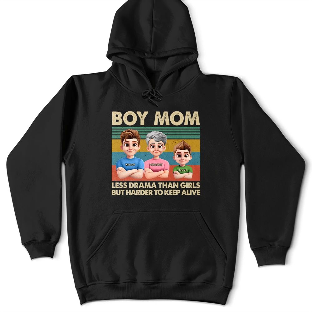 Boy Mom Less Drama Than Girls But Harder To Keep Alive 3D Art - Personalized T Shirt