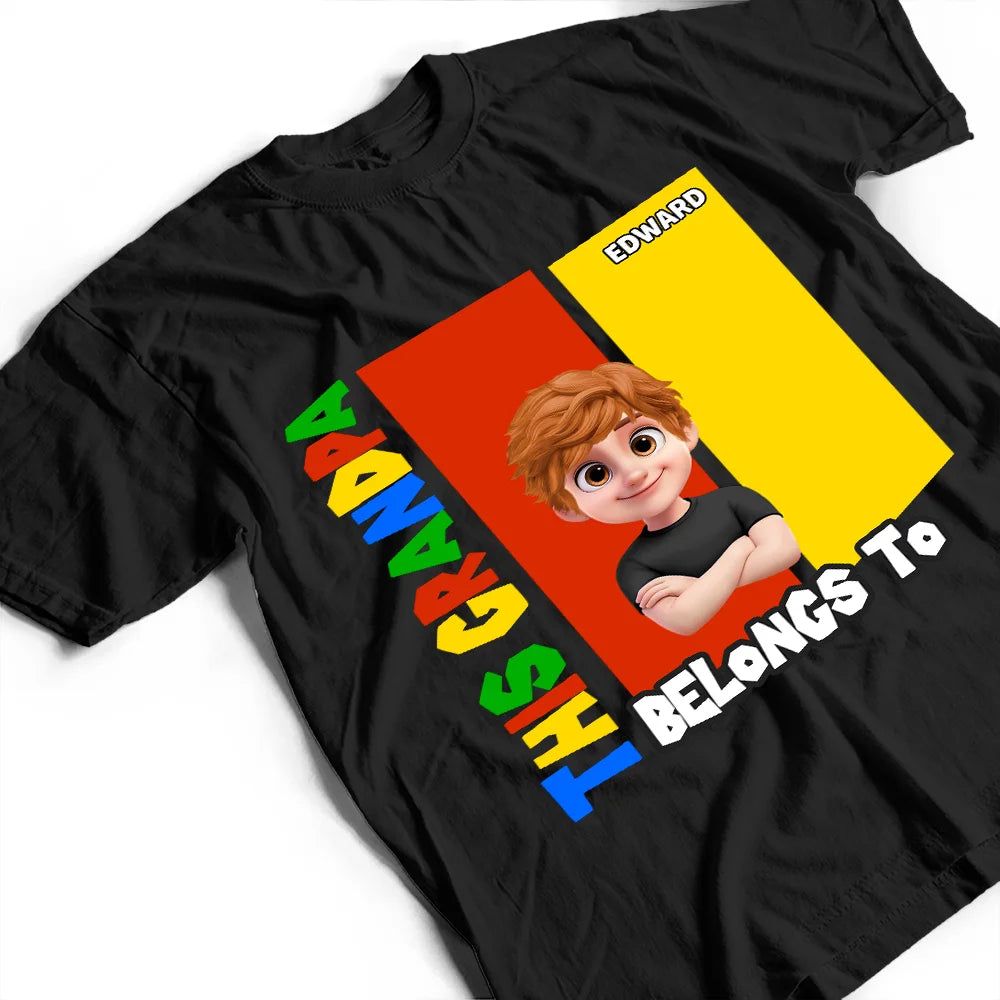 This Dad Papa Belongs To Basic Color Arcade Theme - Personalized T Shirt