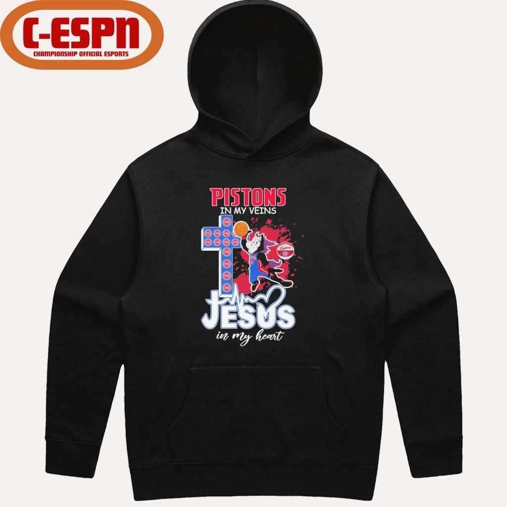Detroit Pistons Mascot In My Veins Jesus In My Heart Shirt