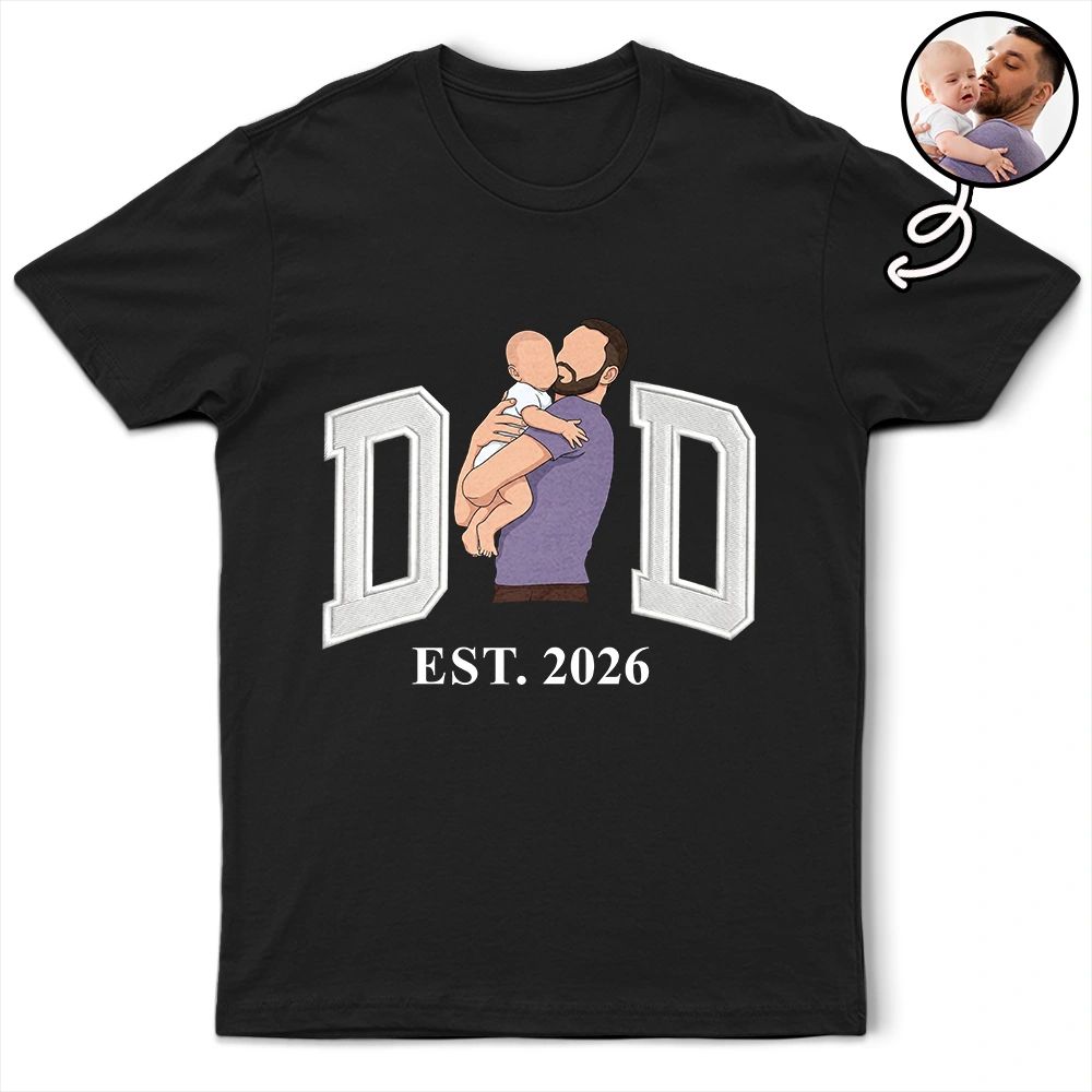 Custom Photo Faceless Portrait Dad Grandpa Est - Personalized T Shirt