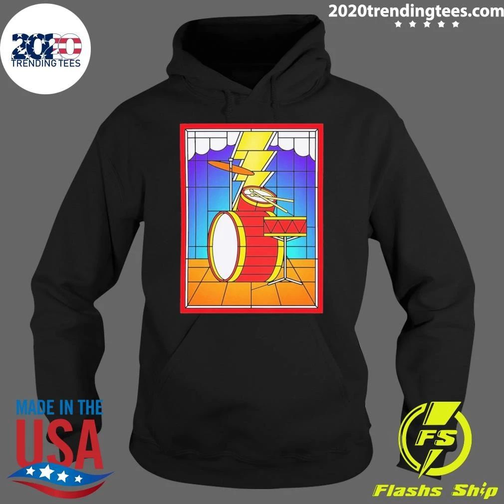 Stained Glass Drum Kit Rock Music Graphic Tee Shirt