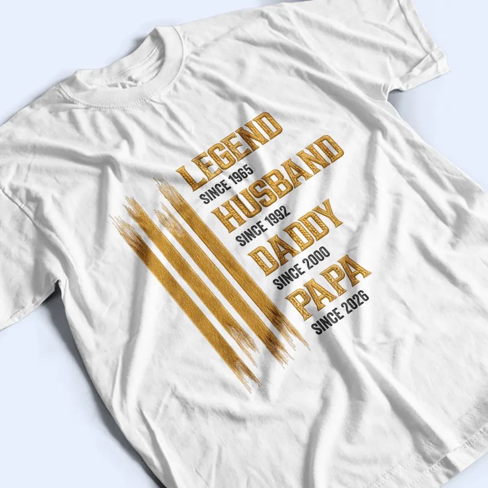 Faux Embroidery Effect Legend Husband Dad Grandpa - Personalized T Shirt