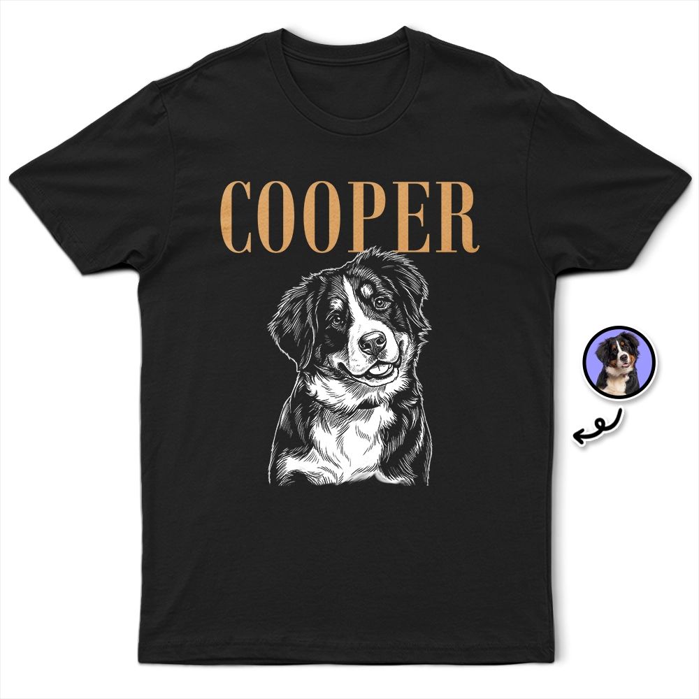 Custom Photo White Pencil Sketch Art Dog Cat Portrait - Personalized T Shirt