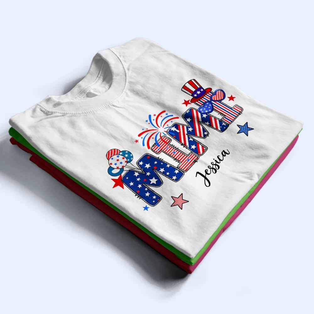 Stars & Stripes Mom Grandma Patriotic Title - Personalized T Shirt