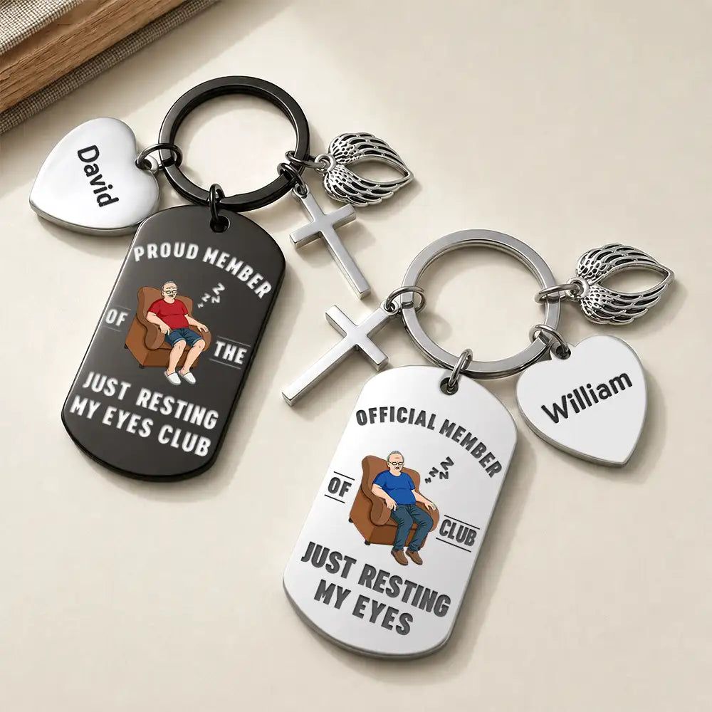 Official Member Of Club Just Resting My Eyes - Personalized Stainless Steel Keychain