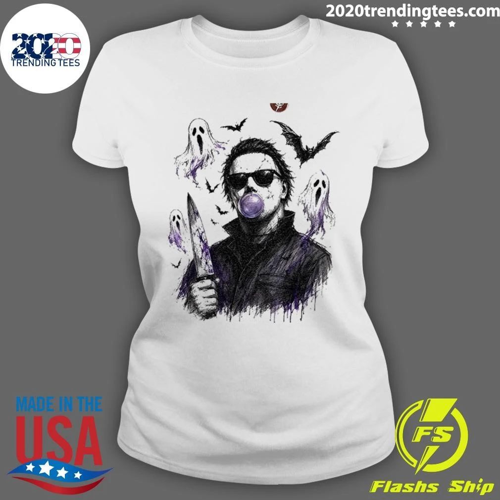 Michael Myers Bubble Gum Slasher Graphic Spooky Season Movie Shirt