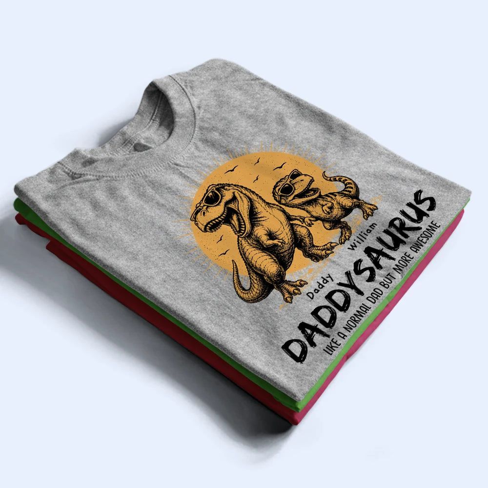 Cool Dinosaur Retro Yellow Vintage Daddysaurus - Personalized T Shirt