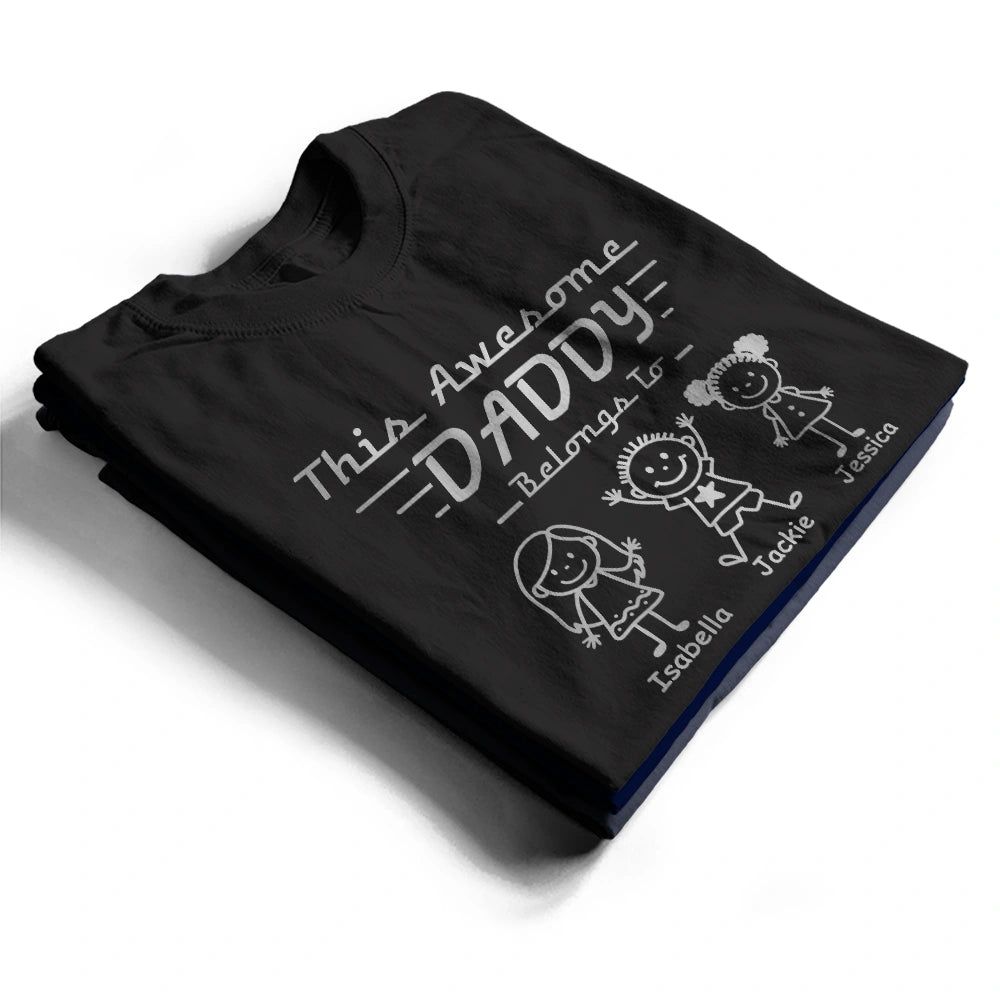 This Grandpa Dad Belongs To Kids Pet Stick Figures - Personalized T Shirt