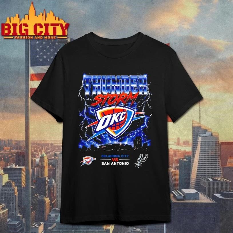 OKC Thunders Vs San Antonio Spurs 2026 NBA Western Conference Finals Playoffs Thunderstorm Shirt