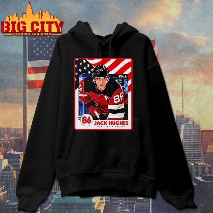 Jack Hughes New Jersey USA Card t-shirt