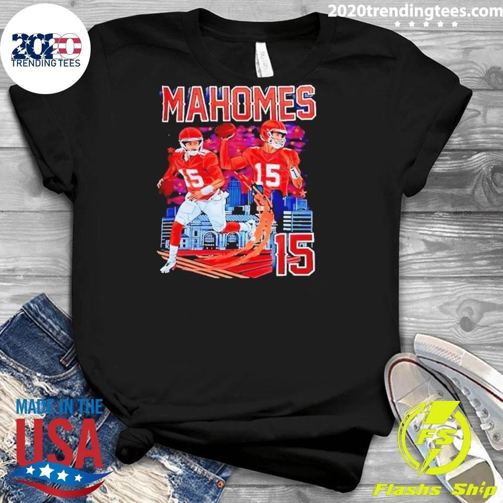 Original Kansas City Chiefs Patrick Mahomes 15 Player Graphic Skyline Shirt