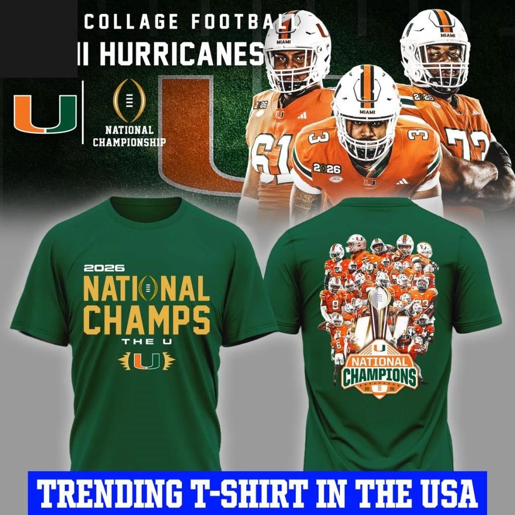 Miami Hurricanes National Champions NCAA College Football 2026 Shirt