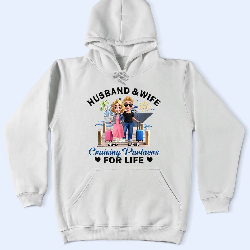 Husband And Wife Cruising Partners For Life 3D Effect Couple - Personalized T Shirt