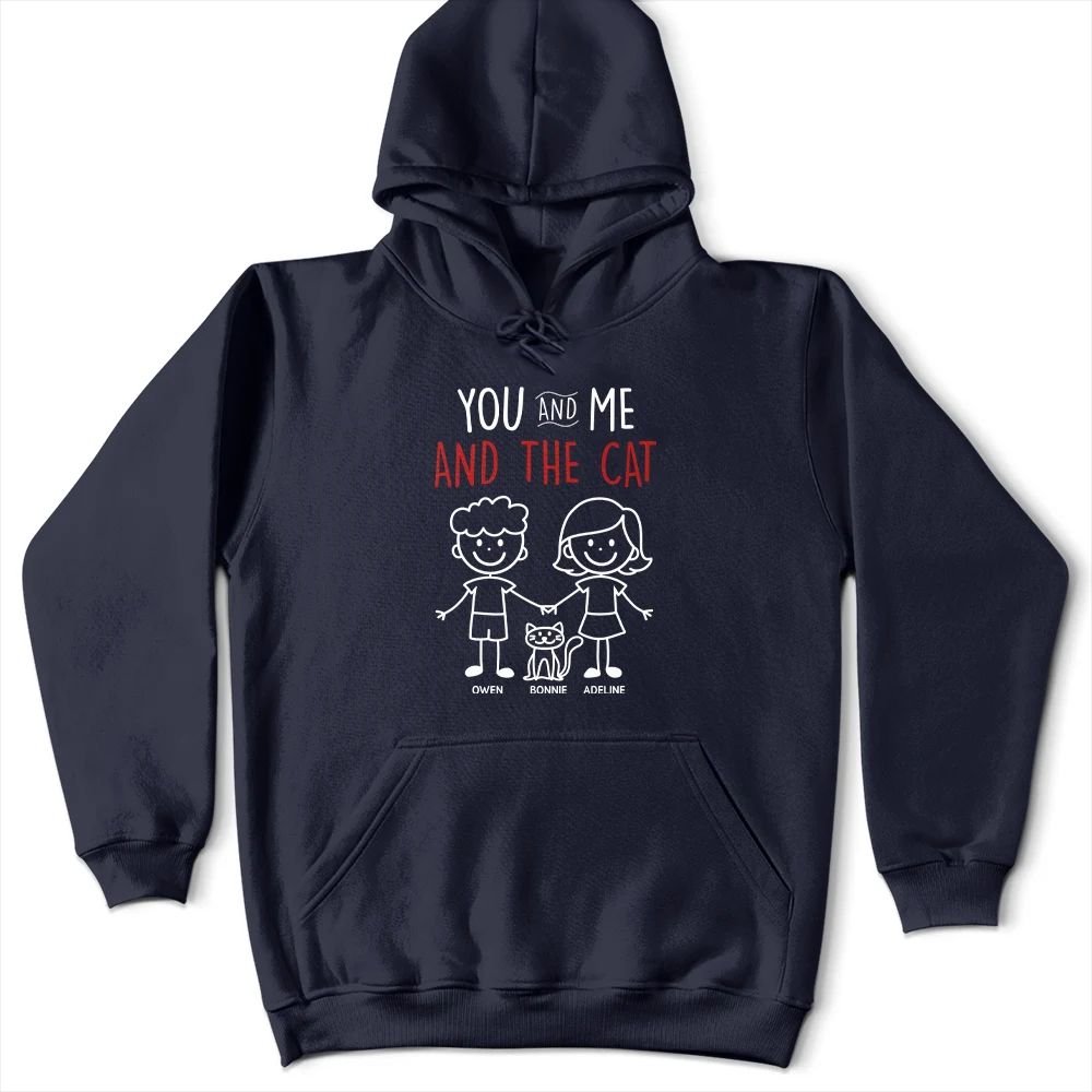 Stick Figures You Me And The Dog Cat - Personalized T Shirt