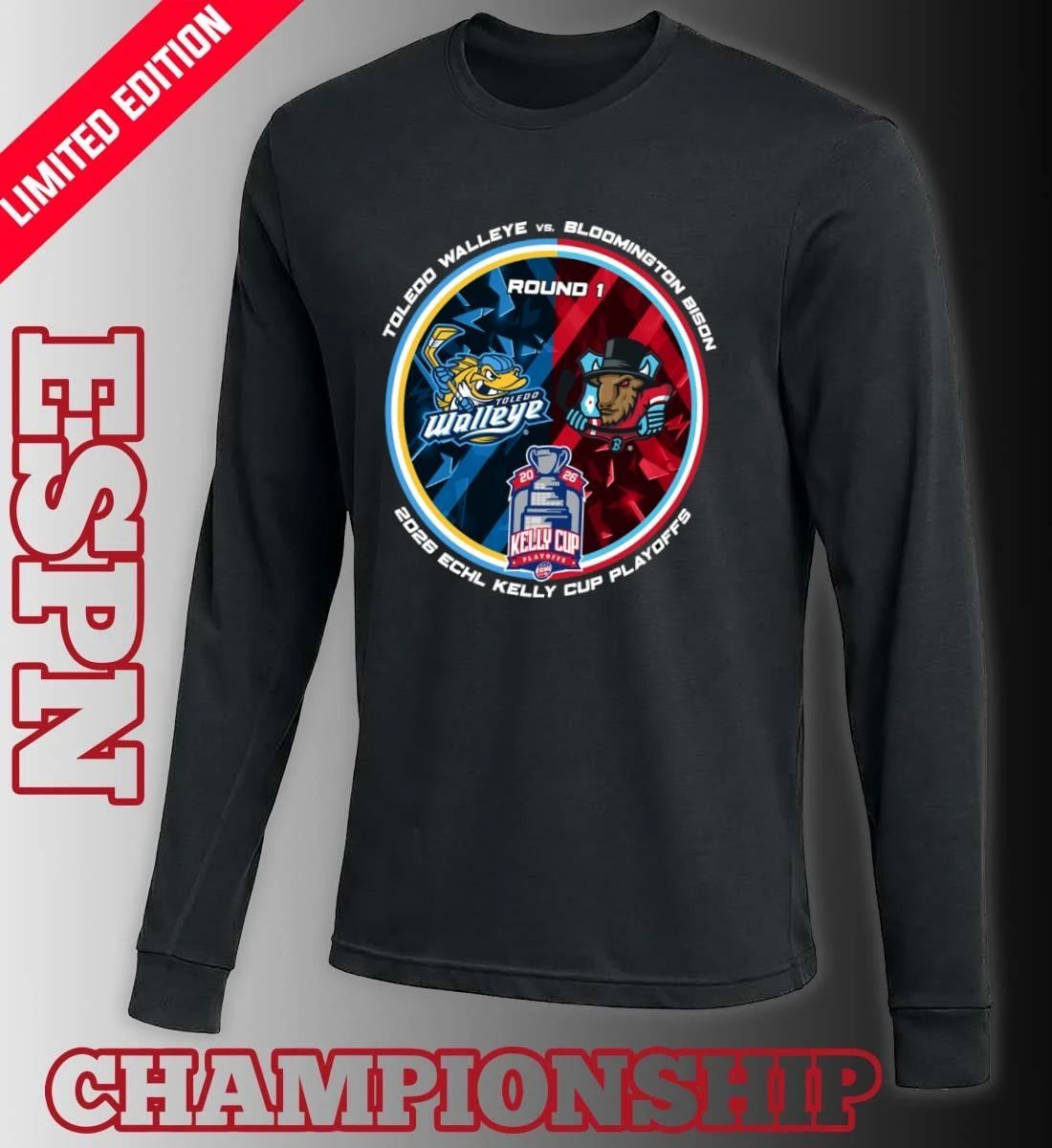 Toledo Walleye Vs Bloomington Bison 2026 Kelly Cup Playoff Round 1 Shirt