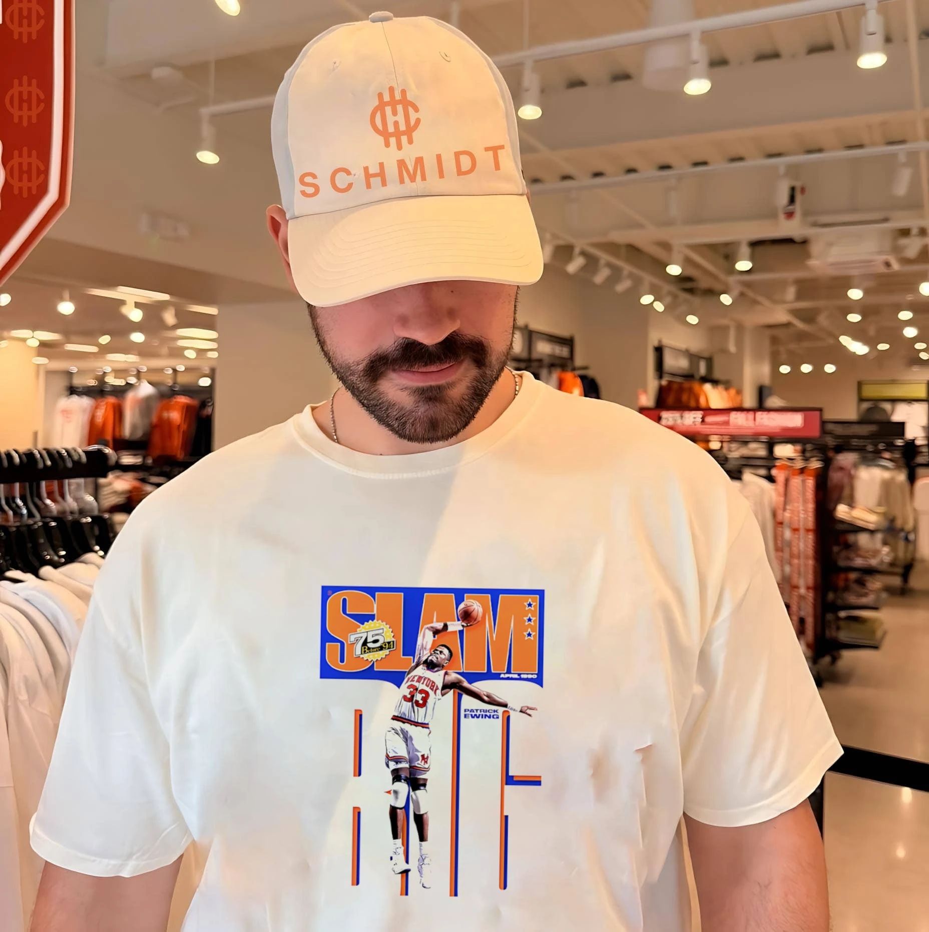 New York Knicks Patrick Ewing SLAM Cream Hardwood Classics Cover shirt