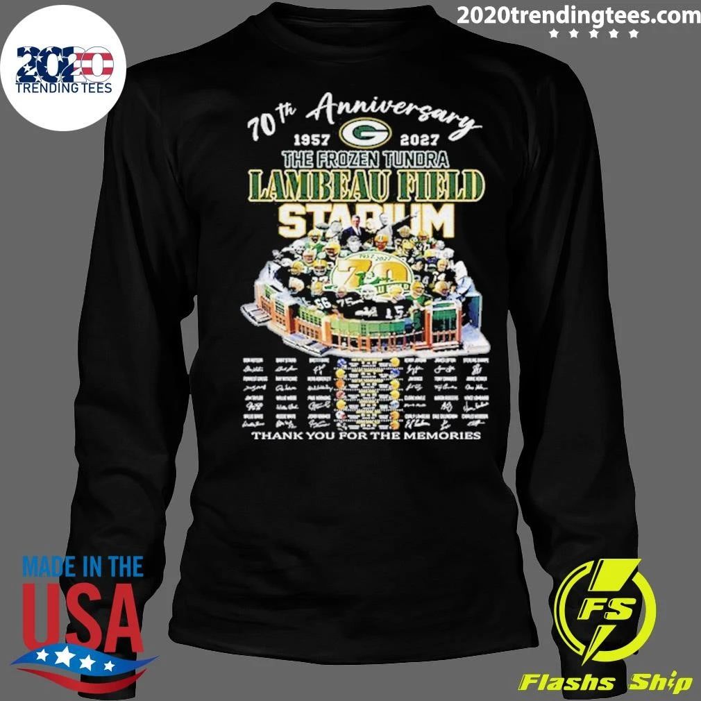 Lambeau Field 70th Anniversary 1957–2027 Green Bay Packers Frozen Tundra Shirt