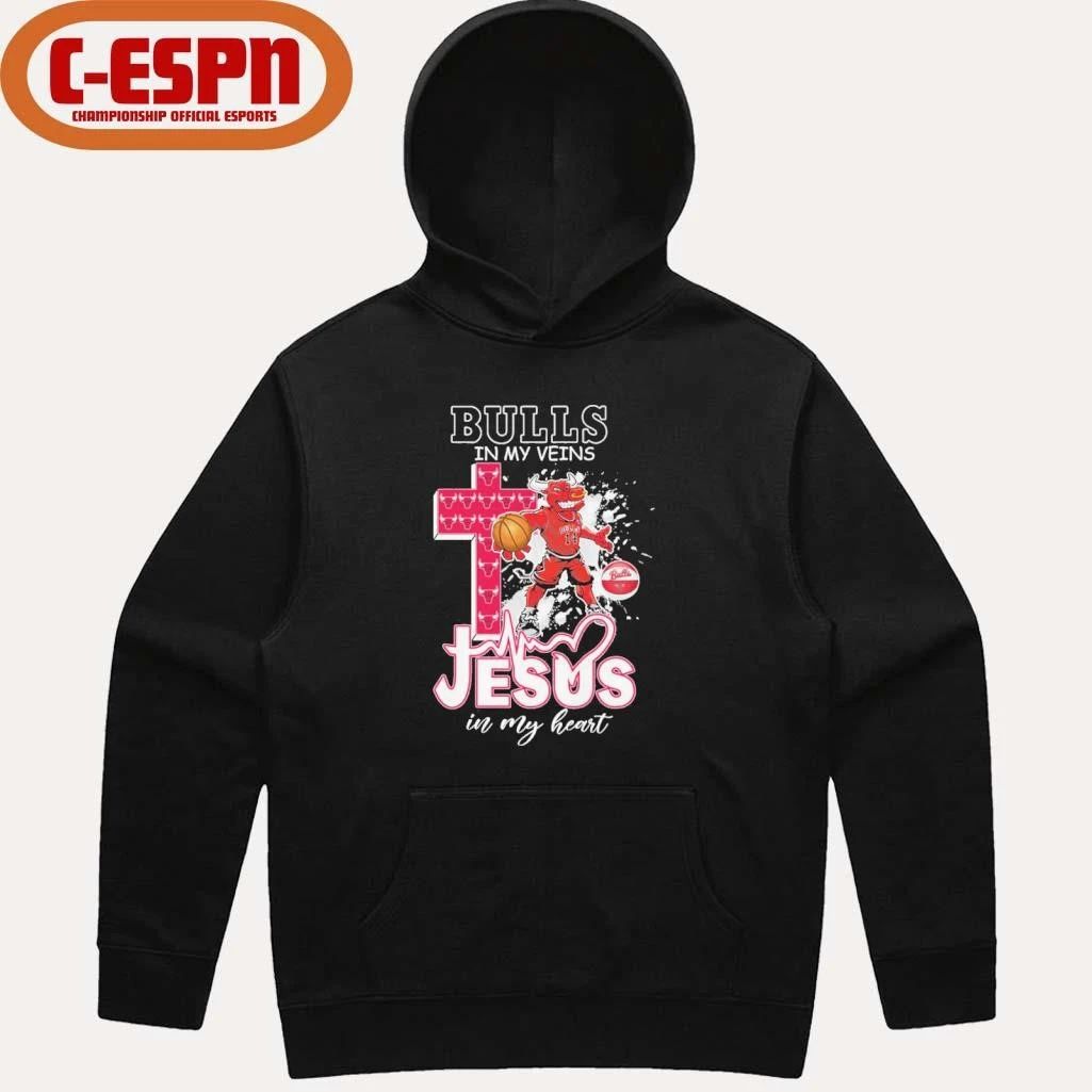 Chicago Bulls Mascot In My Veins Jesus In My Heart Shirt