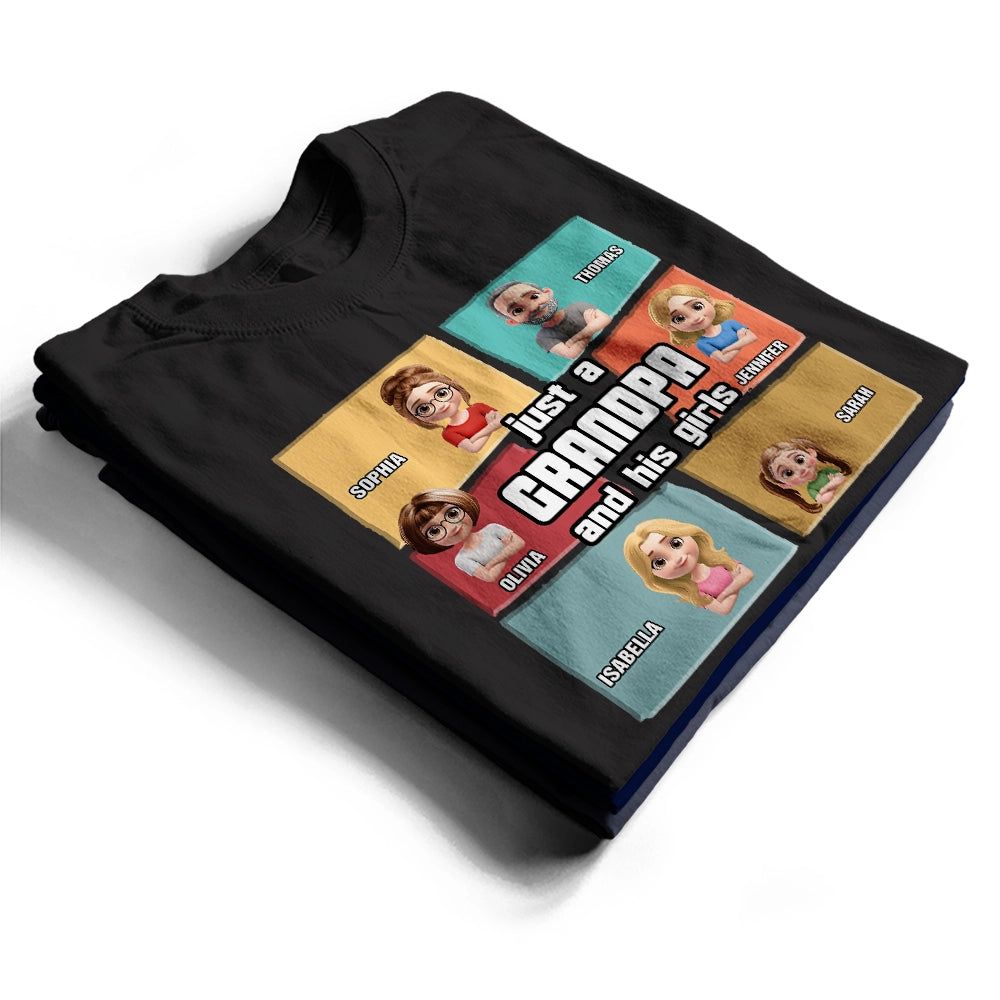 Just A Grandpa Dad And His Girl Comic Style - Personalized T Shirt