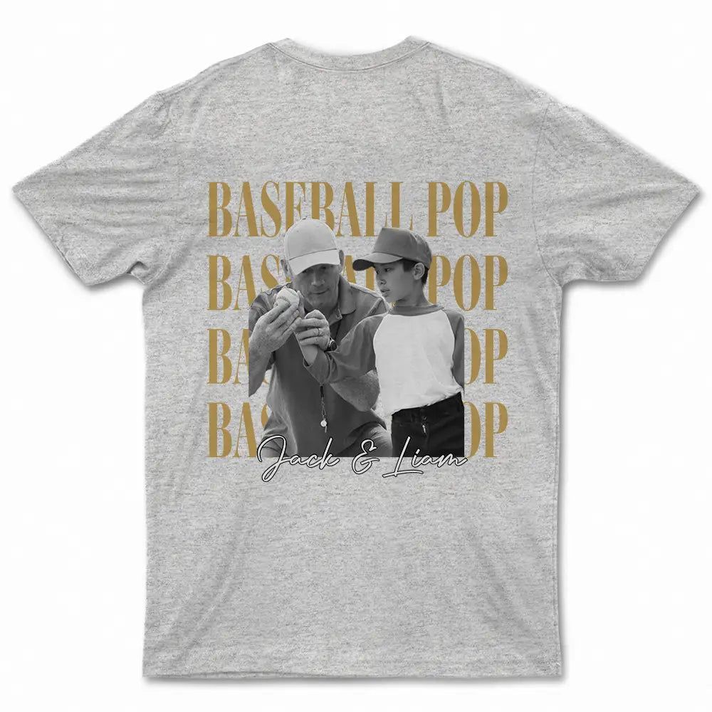 Custom Photo Baseball Dad Vintage Hit And Steal - Personalized T Shirt