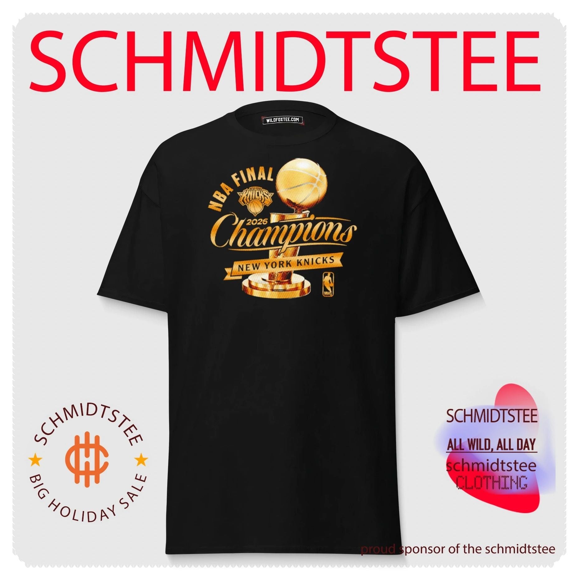 NY Knicks NBA Champions 2026 trophy gold shirt