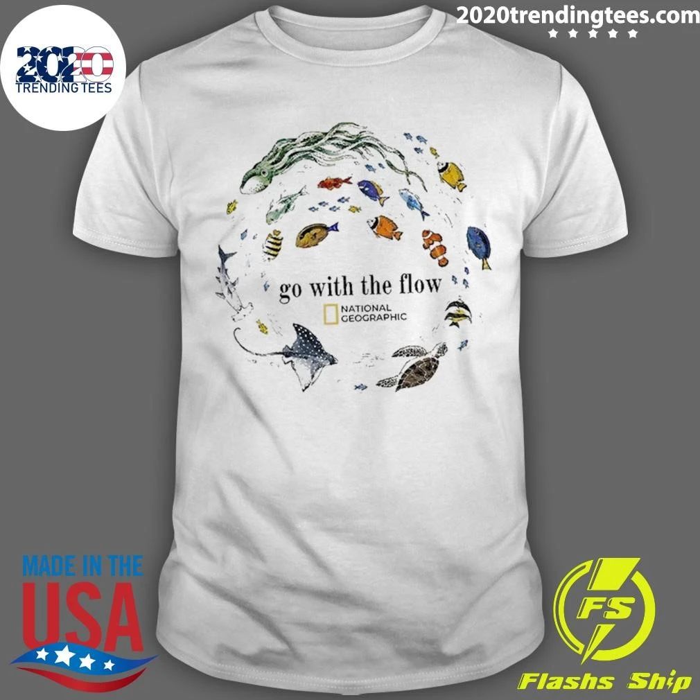 Marine Animals Go With The Flow Sea Turtle Fish Shirt