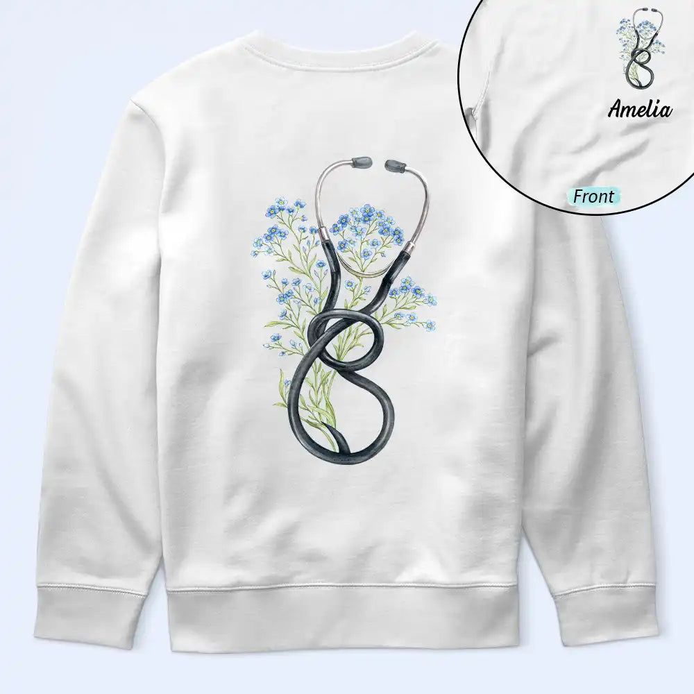 Birth Month Flower Stethoscope Nurse - Personalized T Shirt