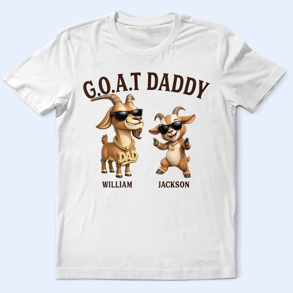 3D Effect Goat Dad And Kids - Personalized T Shirt