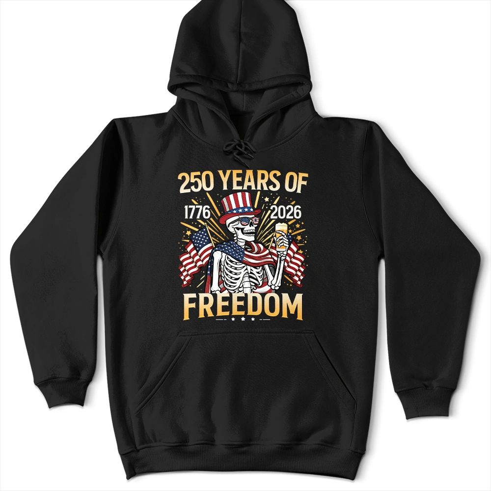 America 250 Years Of Freedom Patriotic Skeleton - T Shirt