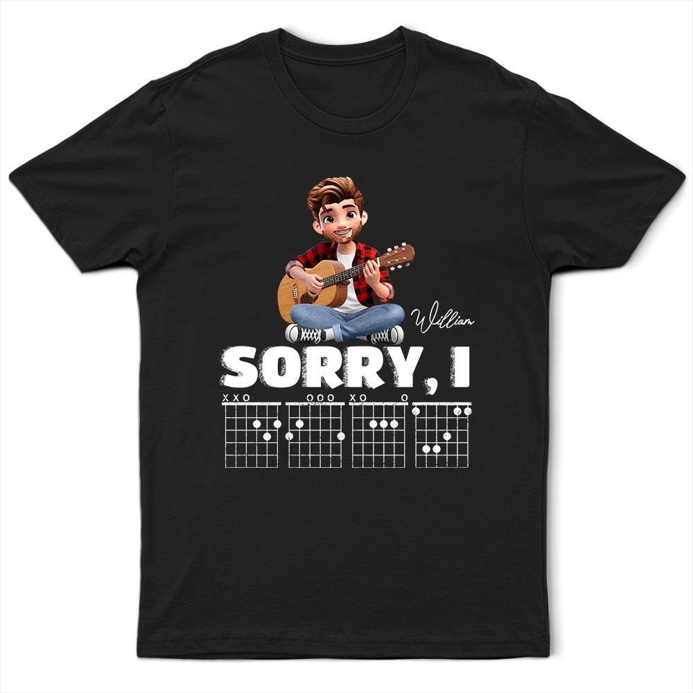 Sorry I D G A F Chord 3D Effect Fun Guitar Player - Personalized T Shirt