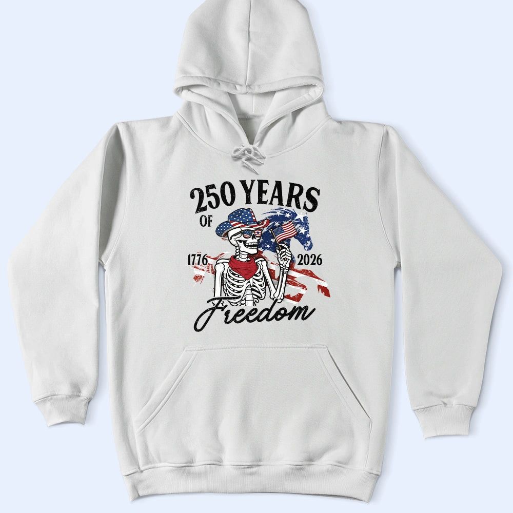 America 250 Years Of Freedom Cowboy Skeleton - T Shirt
