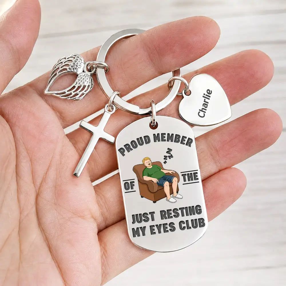 Official Member Of Club Just Resting My Eyes - Personalized Stainless Steel Keychain