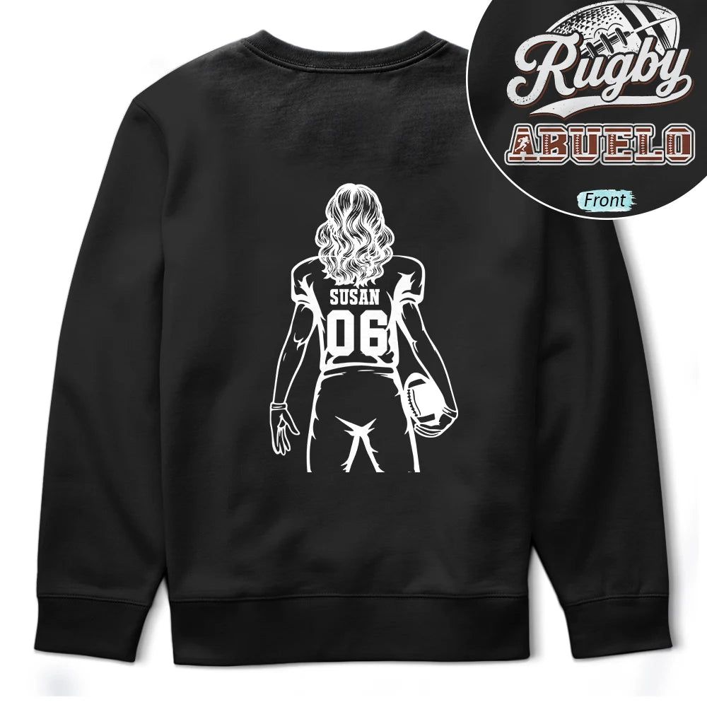 American Football Dad Mom Kids Backside - Personalized T Shirt