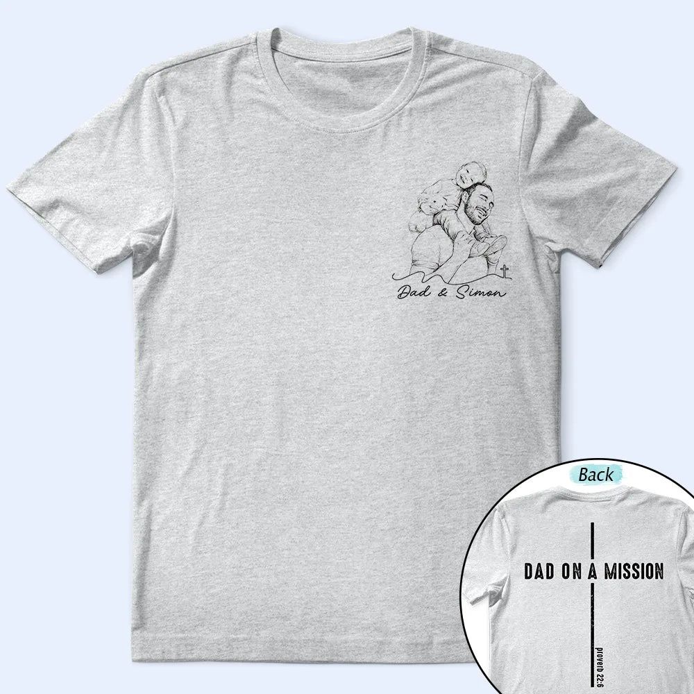 Custom Photo Pencil Sketch Dad On A Mission - Personalized T Shirt