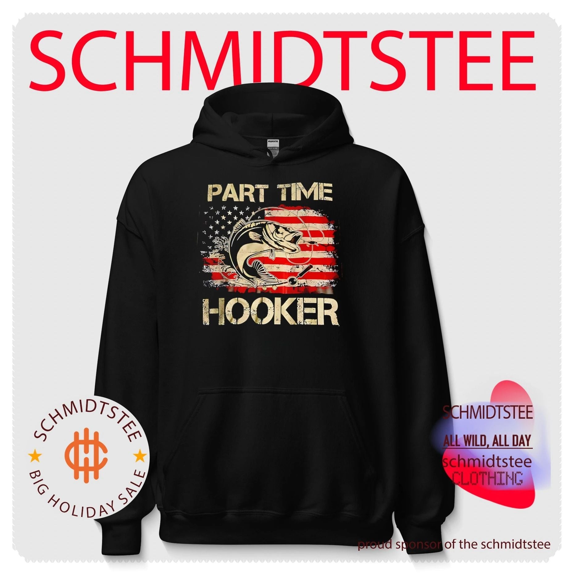 Part Time Hooker Fishing American Flag fisherman shirt