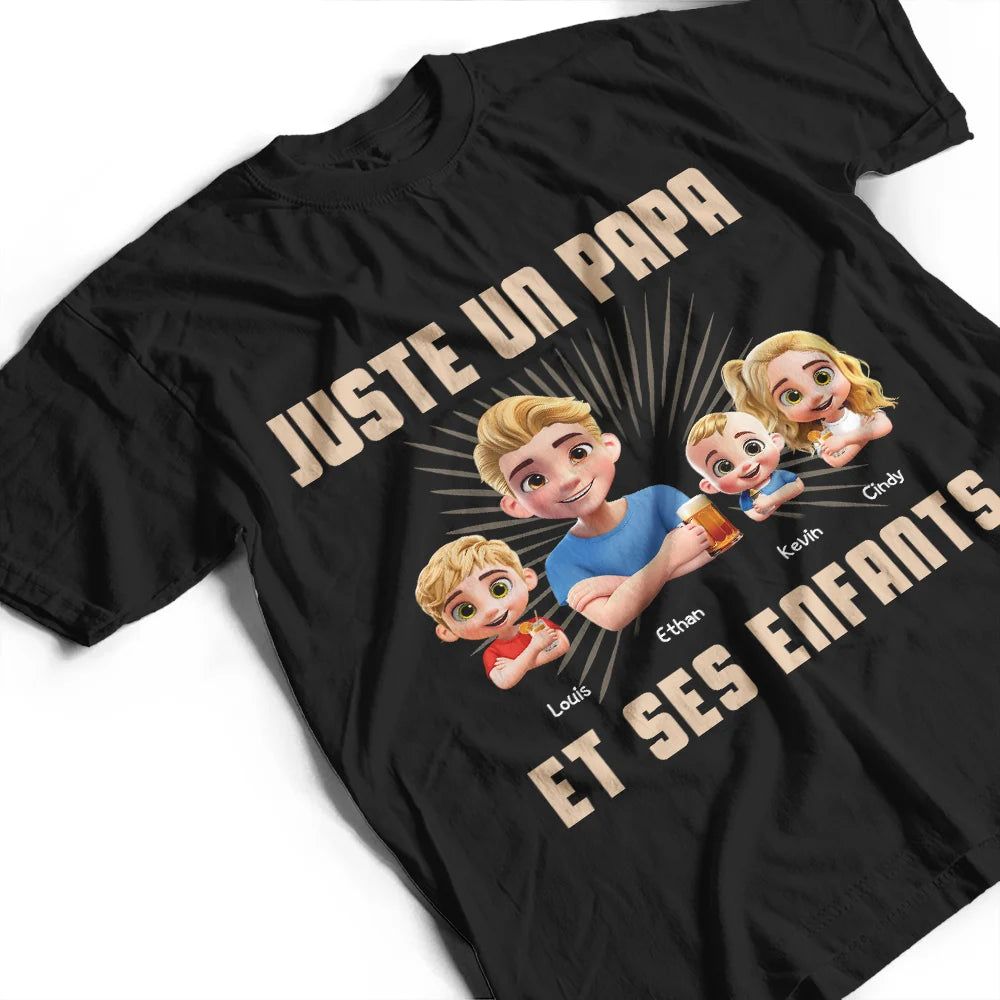 3D Effect Juste Un Papa Et Sa Fille - T-Shirt Personnalisé