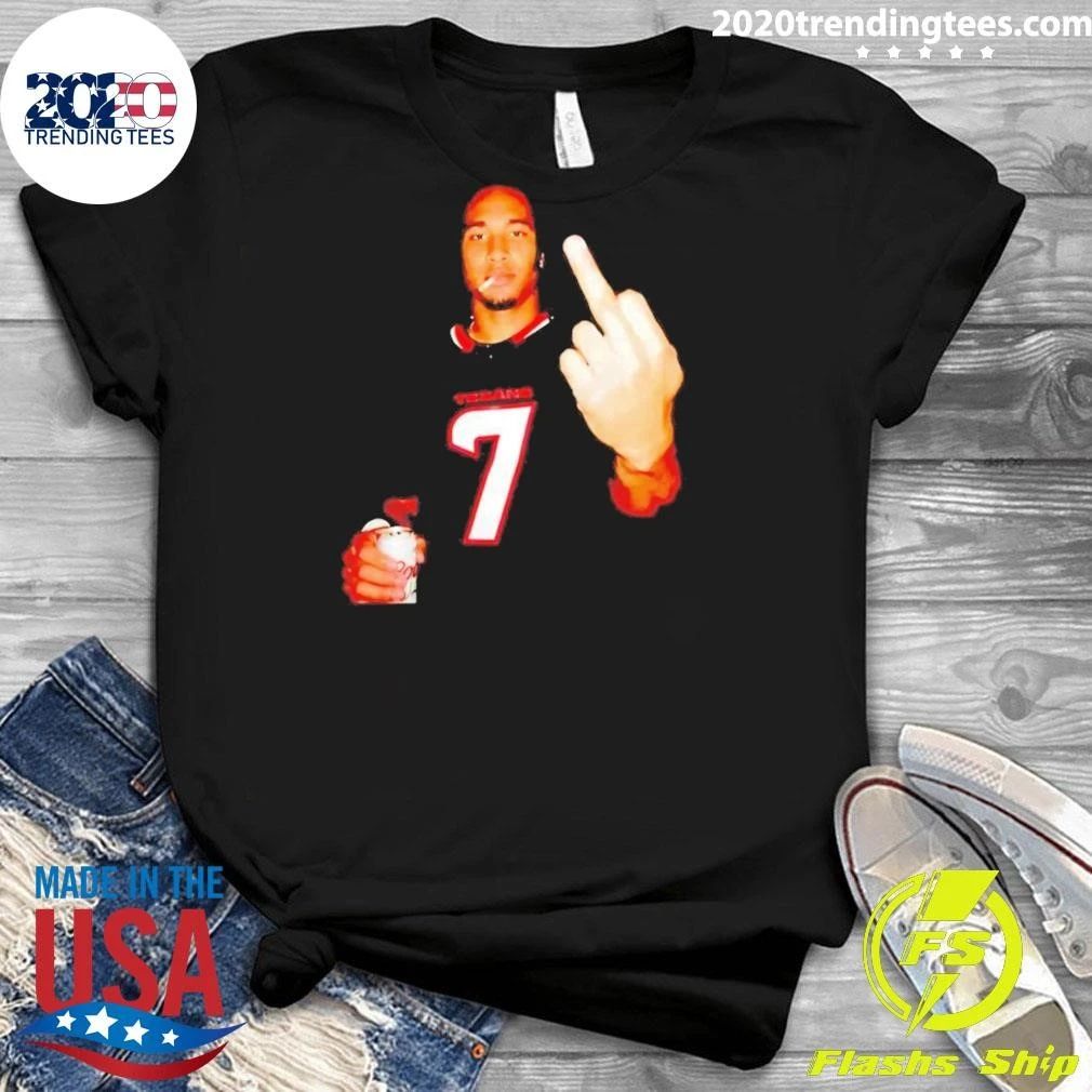 C.J. Stroud Smoking Finger Middle Drinking Beer Shirt
