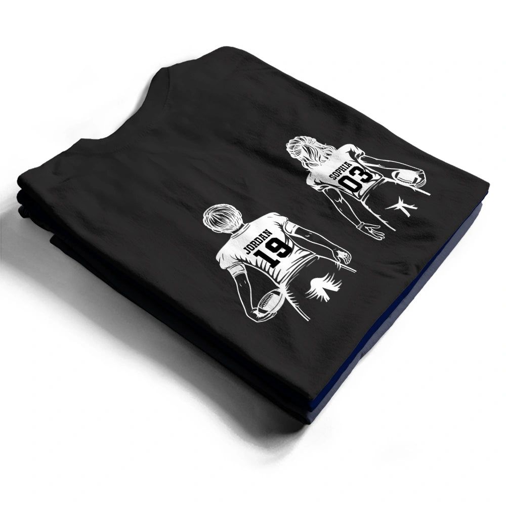 American Football Dad Papa Kids Backside Line Art - Personalized T Shirt