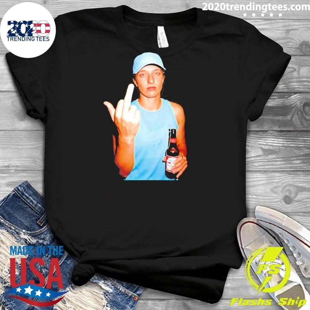 Iga Swiatek Middle Finger Budweiser Tennis Beer Shirt