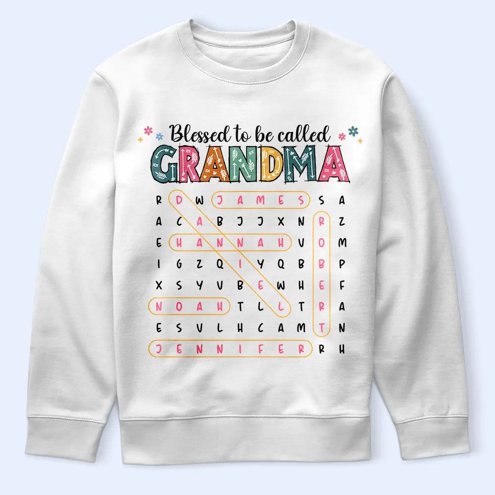 Word Search Puzzle Blessed To Be Called Grandma Nana - Personalized T Shirt