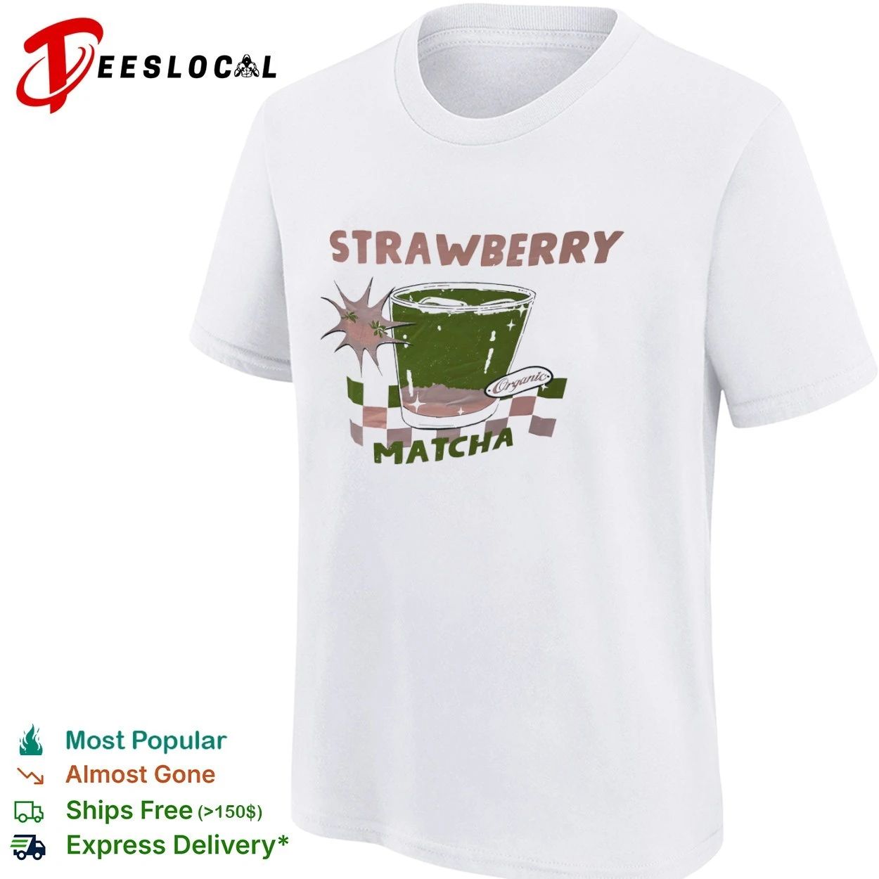 Strawberry Matcha Organic aesthetic food T-shirt