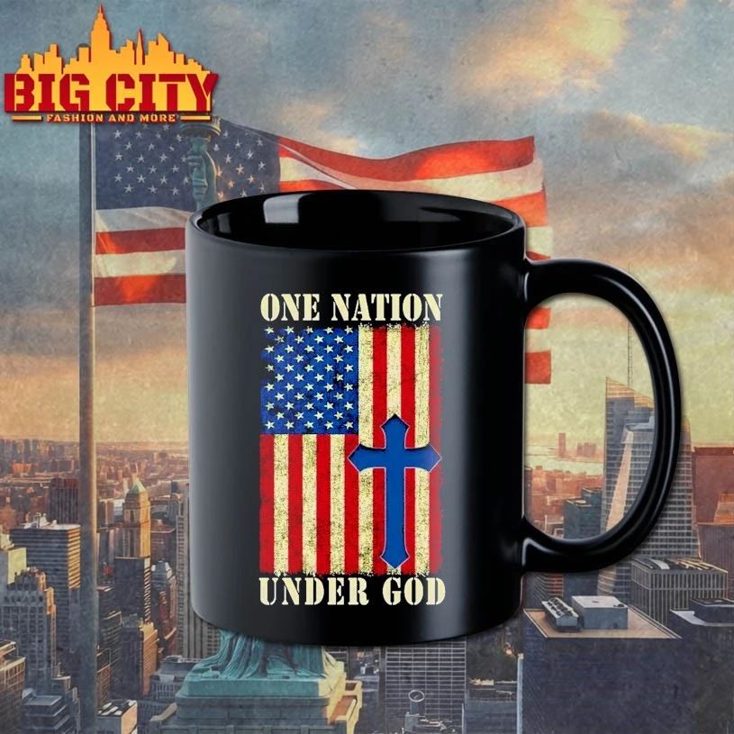 One Nation Under God 4th Of July Patriot Cross USA Flag t-shirt