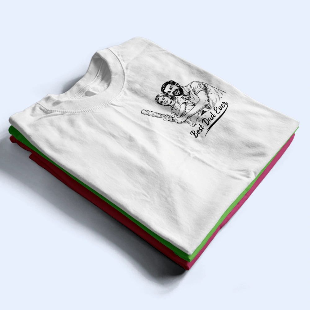 Custom Photo Pencil Sketch Best Baseball Dad Ever - Personalized T Shirt