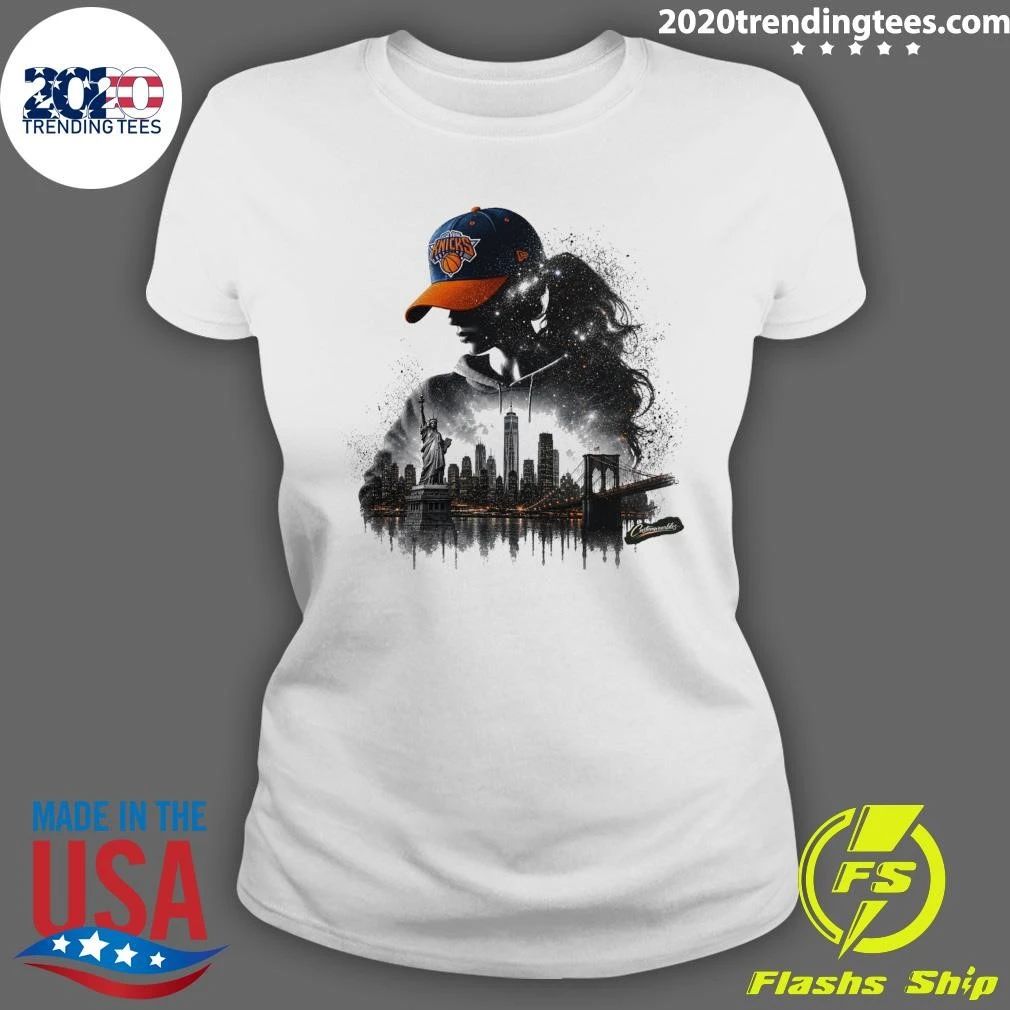 New York City Skyline Double Exposure With Knicks Shirt