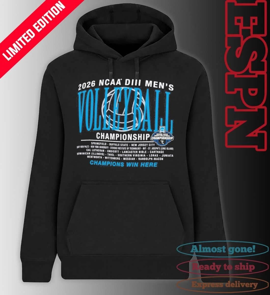 2026 NCAA DIII Men’s Volleyball 1st Round Teams Championship Shirt