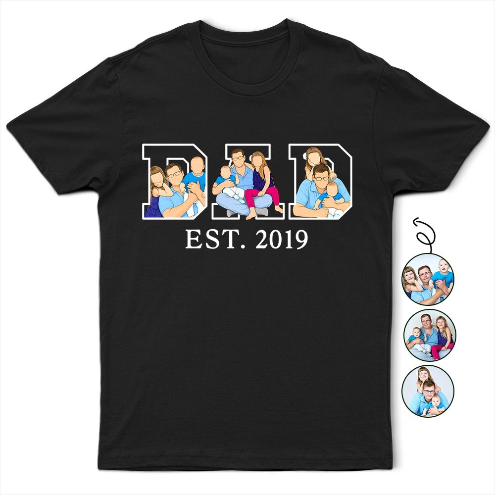 Custom Photo Faceless Portrait Dad Est - Personalized T Shirt