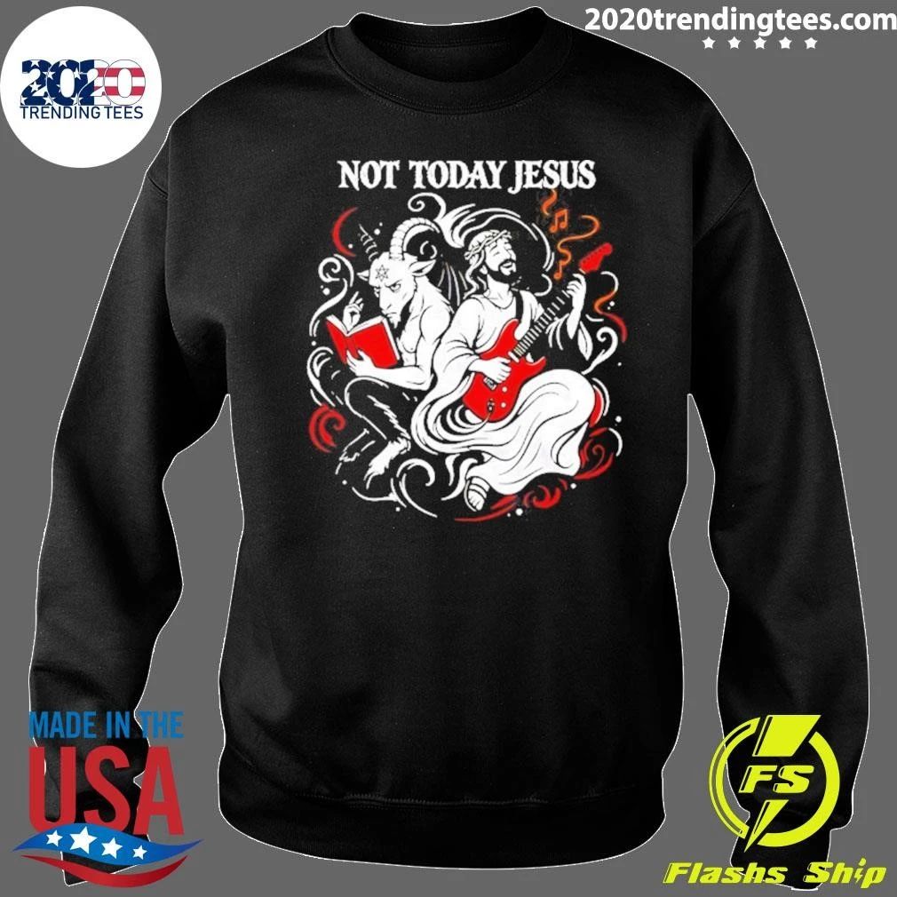 Not Today Jesus Goat And Jesus Playing Guitar Shirt