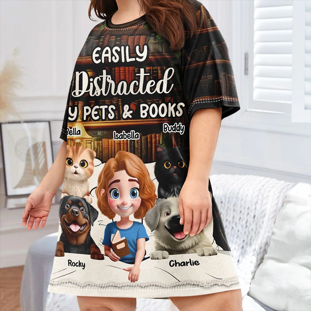 Reading Pajamas Girl Who Loves Books - Personalized Women's Sleep Tee