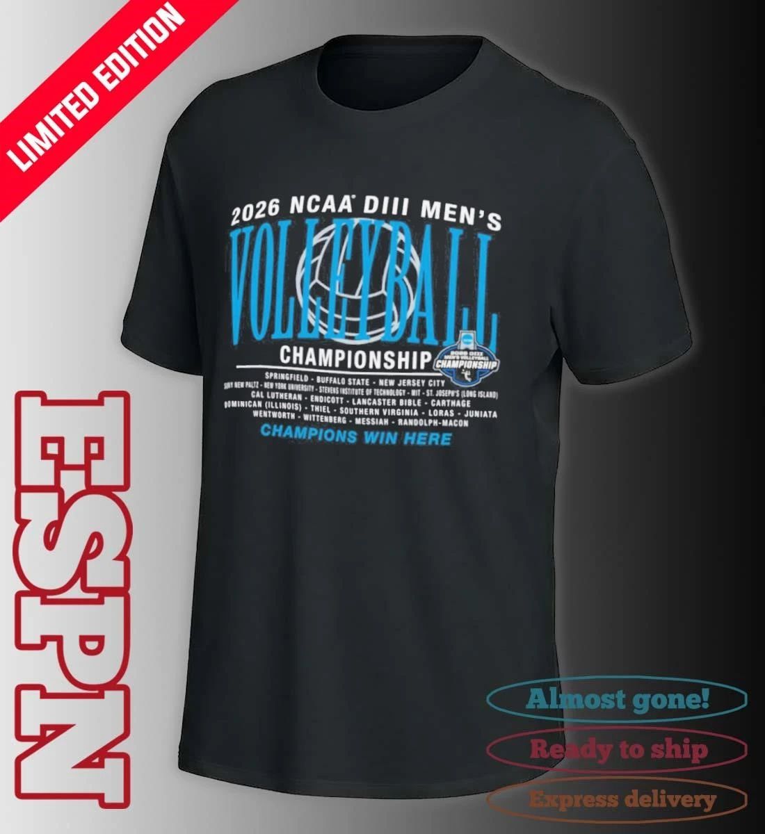 2026 NCAA DIII Men’s Volleyball 1st Round Teams Championship Shirt